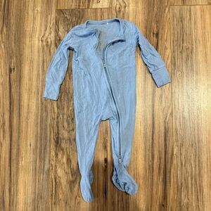 Posh Peanut Footie Baby Blue Ribbed Garment Pajamas